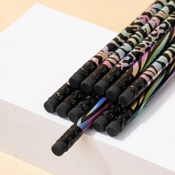 Карандаш ч/г Deli EC041-HB 2.2мм HB кругл. черный Animal Texture ластик