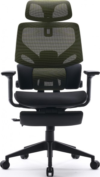 Кресло Cactus CS-CHR-MC01-LGNBK салатовый сиденье черный сетка/ткань с подголов. крестов. пластик подст.для ног