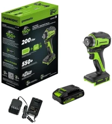Гайковерт Greenworks G24IW200 аккум. патрон:квад.3/8&amp;quot; (3803607CUA)