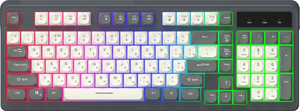 Клавиатура Оклик 731G серый/белый USB for gamer LED