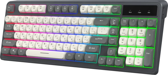Клавиатура Оклик 731G серый/белый USB for gamer LED