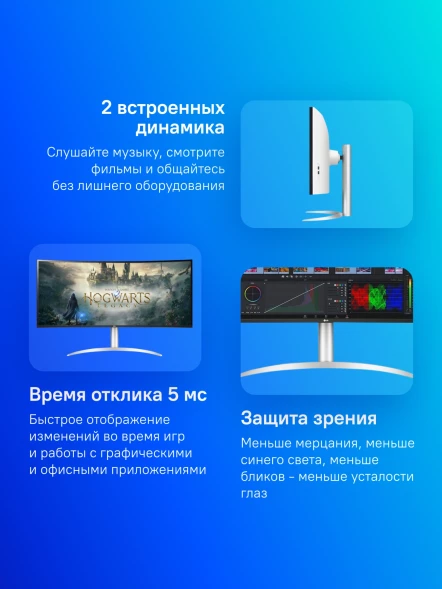 Монитор LG 39.7&amp;quot; 40WP95C-W черный NANO IPS LED 21:9 (Ultrawide) HDMI M/M матовая HAS Piv 300cd 178гр/178гр 5120x2160 72Hz FreeSync DP 5K USB 12.3кг
