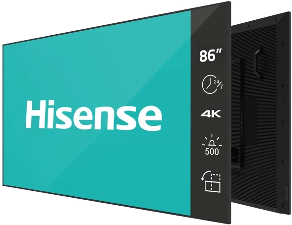 Панель Hisense 86&amp;quot; 86DM66D черный D-LED DID LED 8ms 16:9 HDMI матовая 1200:1 500cd 178гр/178гр 3840x2160 DP 4K USB 40кг