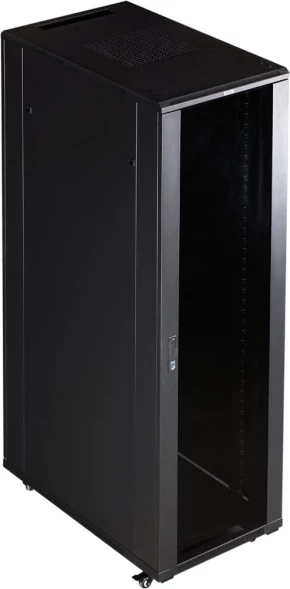Шкаф коммутационный Lanmaster (TWT-CBB-37U-6X10-P1) напольный 37U 600x1000мм пер.дв.перфор. задн.дв.перфор.2-хст. 800кг черный 926мм 95кг 1833мм IP20 сталь