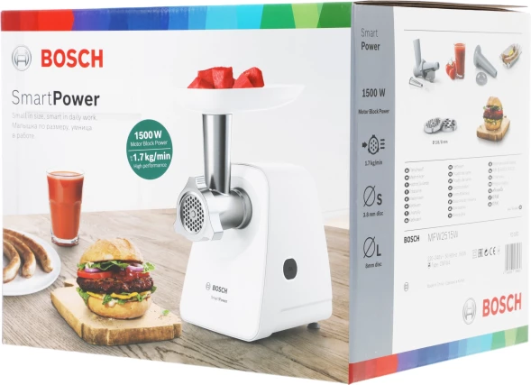 Мясорубка Bosch SmartPower MFW2515W 1500Вт белый