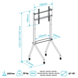 Стойка для телевизора Kromax OMEGA-13 черный 32&amp;quot;-70&amp;quot; макс.50кг напольный