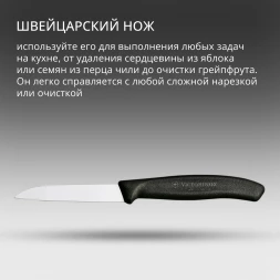 Нож кухонный Victorinox Swiss Classic (6.7403) стальной для овощей лезв.80мм прямая заточка черный