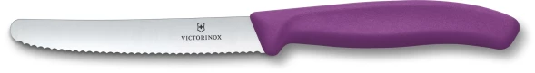 Нож кухонный Victorinox Swiss Classic (6.7835.C1) стальной столовый для томатов лезв.110мм серрейт. заточка пурпурный