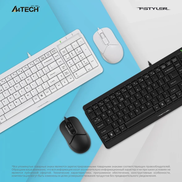 Клавиатура + мышь A4Tech Fstyler F1512 клав:черный мышь:черный USB (F1512 BLACK)
