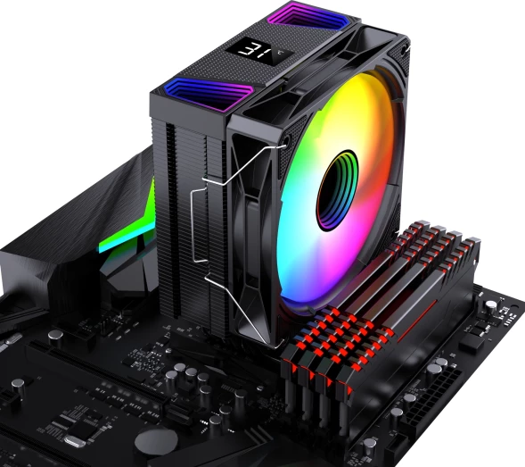 Устройство охлаждения(кулер) Bloody BD-AC220-ARGB1 ARGB Soc-AM5/AM4/1151/1200/2066/1700 черный 4-pin 14-26dB Al+Cu LCD 220W 596gr Ret (BD-AC220-ARGB1-BK)