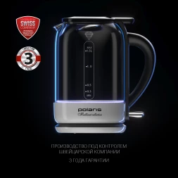 Чайник электрический Polaris PWK 1753CGL 1.5л. 1950Вт белый/черный корпус: стекло/металл/пластик