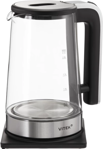 Чайник электрический Vitek VT-WK1073 2.2л. 1800Вт черный/серебристый корпус: стекло