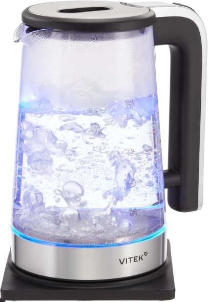 Чайник электрический Vitek VT-WK1073 2.2л. 1800Вт черный/серебристый корпус: стекло