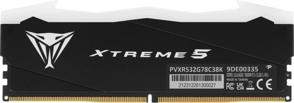 Память DDR5 2x16Gb 7800MHz Patriot PVXR532G78C38K Viper XTREME RGB RTL Gaming PC5-62400 CL38 DIMM 288-pin 1.45В с радиатором Ret