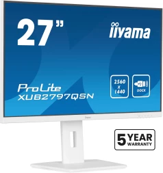 Монитор Iiyama 27&amp;quot; ProLite XUB2797QSN-W1 белый IPS LED 16:9 HDMI M/M матовая HAS Piv 1300:1 250cd 178гр/178гр 2560x1440 100Hz DP Quad HD 2K (1440p) USB 6.1кг