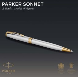 Ручка шариков. Parker Sonnet Core K527 (CW1931507) Stainless Steel GT M черн. черн. подар.кор.