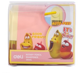 Точилка для карандашей механическая Deli E0641L Larva 1 отверстие пластик ассорти