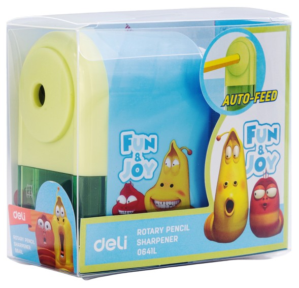 Точилка для карандашей механическая Deli E0641L Larva 1 отверстие пластик ассорти