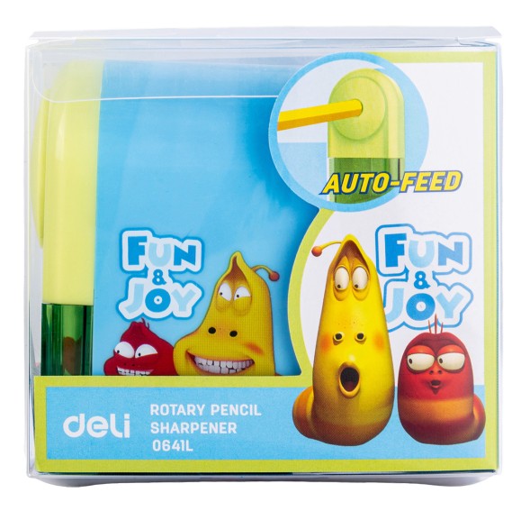 Точилка для карандашей механическая Deli E0641L Larva 1 отверстие пластик ассорти