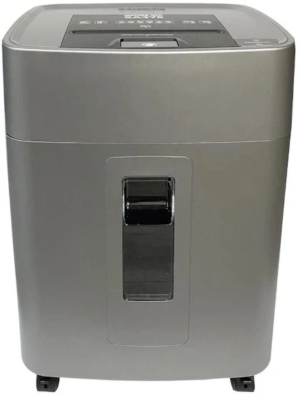 Шредер Office Kit SA375 серый/черный с автоподачей (секр.P-4) фрагменты 375лист. 42лтр. скрепки скобы пл.карты CD