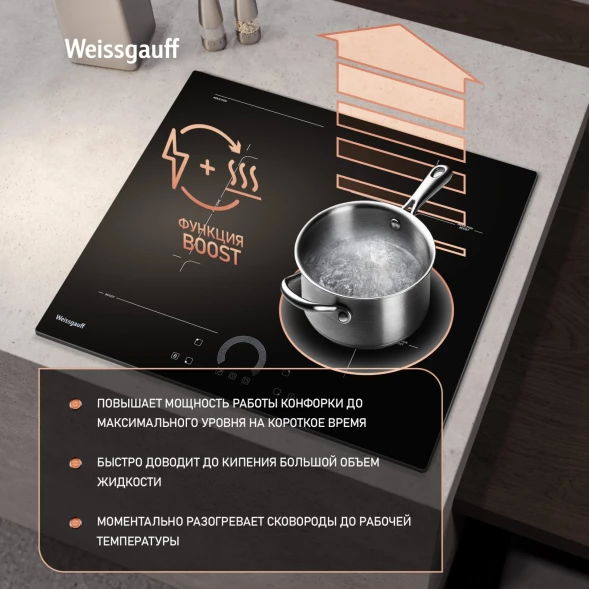Индукционная варочная поверхность Weissgauff HI 643 BFZC черный