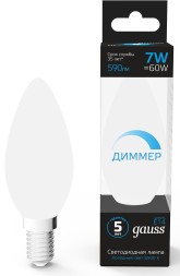 Лампа светодиодная Gauss 103101307-D 7Вт цок.:E14 свеча 150B 6500K св.свеч.бел.хол. (упак.:1шт)