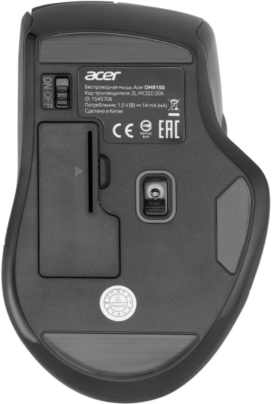 Мышь Acer OMR150 черный оптическая (1600dpi) беспроводная USB (6but)