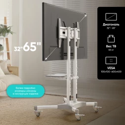 Стойка для телевизора Onkron TS1351 белый 32&amp;quot;-65&amp;quot; макс.50кг напольный мобильный