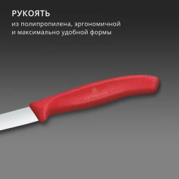 Нож кухонный Victorinox Swiss Classic (6.7601.C1) стальной универсальный для чистки овощей и фруктов лезв.80мм прямая заточка красный