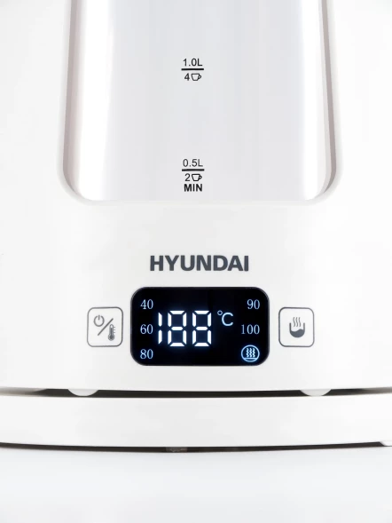 Чайник электрический Hyundai HYK-G9407 1.7л. 2200Вт белый корпус: стекло
