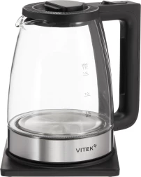 Чайник электрический Vitek VT-WK1071 1.7л. 1800Вт черный/серебристый корпус: стекло