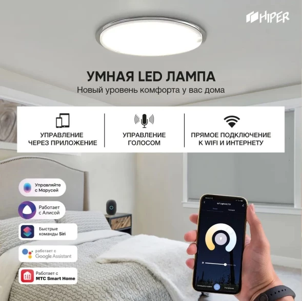 Умный светильник Hiper IOT Light DL772 потолоч. белый (IOT DL772)