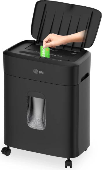 Шредер Cactus CS-SH-D4 черный с автоподачей (секр.P-5) фрагменты 60лист. 15лтр. скрепки скобы пл.карты