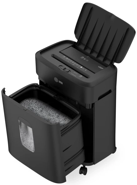 Шредер Cactus CS-SH-D4 черный с автоподачей (секр.P-5) фрагменты 60лист. 15лтр. скрепки скобы пл.карты