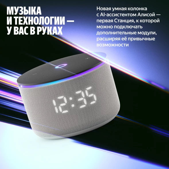 Умная колонка Yandex Станция Мини 3 Про Алиса серый 18W 1.0 BT/Wi-Fi (YNDX-00059GRY)