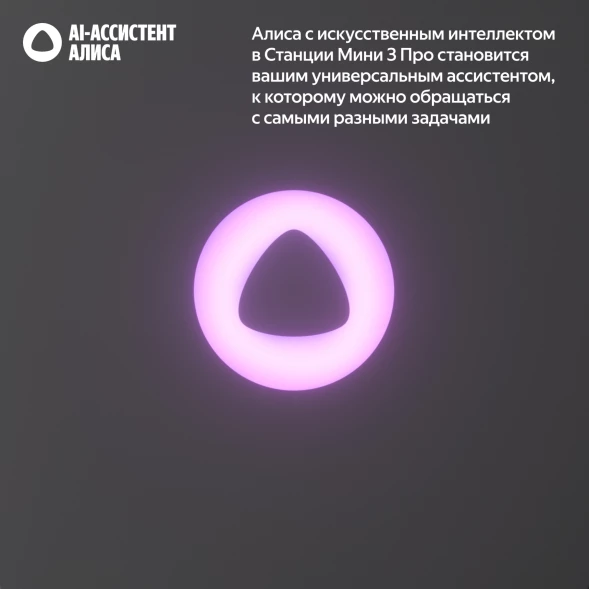 Умная колонка Yandex Станция Мини 3 Про Алиса серый 18W 1.0 BT/Wi-Fi (YNDX-00059GRY)