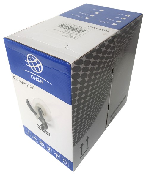 Кабель сетевой Ningbo UTP 4 пары cat5E solid 0.5мм Cu molded 305м серый