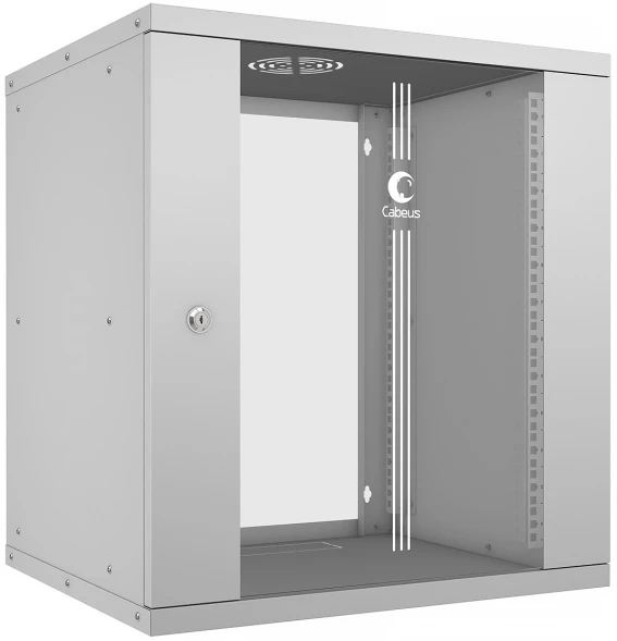 Шкаф коммутационный Cabeus (WSC-05D-12U55/45) настенный 12U 550x450мм пер.дв.стекл 30кг серый 340мм 17кг 220град. 590мм IP20 сталь