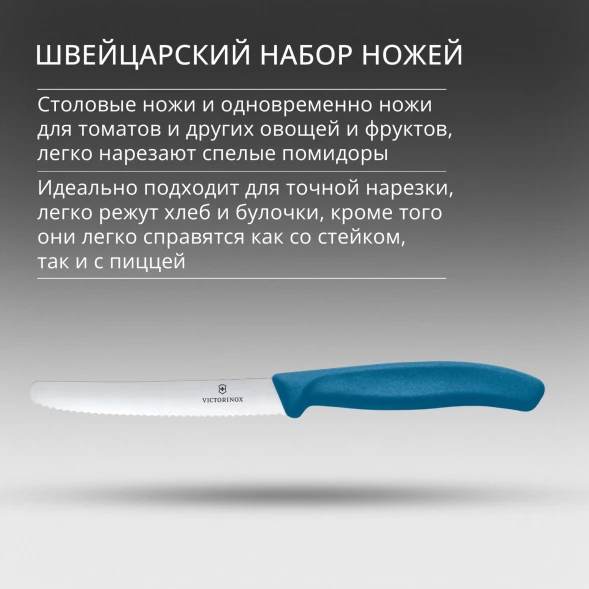 Набор ножей Victorinox Swiss Classic 6.7832.2C1 для овощей компл.:2предм. синий европодвес