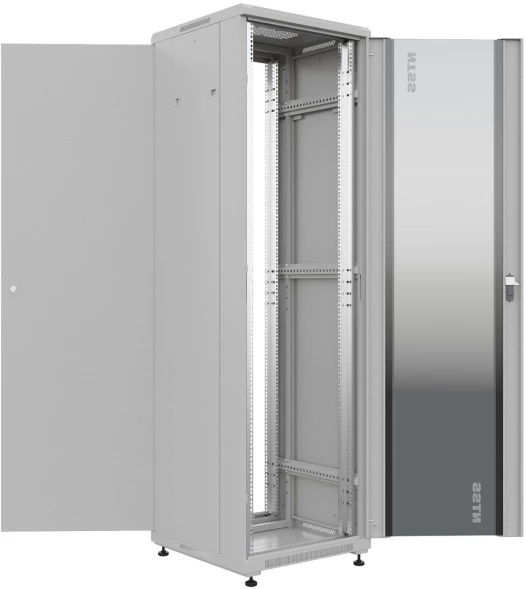 Шкаф коммутационный NTSS Премиум (NTSS-R18U6060GS) напольный 18U 600x600мм пер.дв.стекл металл 900кг серый 510мм 39.4кг 978.6мм IP20