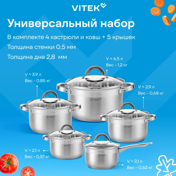Набор посуды Vitek Режим Вкусно VT-SS2190 10 предметов