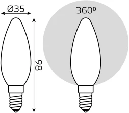 Лампа светодиодная Gauss Filament 103201209-D 9Вт цок.:E14 свеча 220B 4100K св.свеч.бел.нейт. (упак.:1шт)