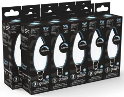 Лампа светодиодная Gauss Filament 103201209-D 9Вт цок.:E14 свеча 220B 4100K св.свеч.бел.нейт. (упак.:1шт)