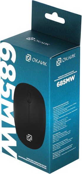 Мышь Оклик 685MW черный оптическая (1200dpi) беспроводная USB для ноутбука (3but)