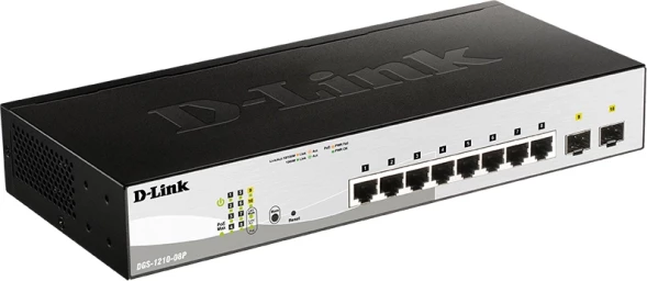 Коммутатор D-Link DGS-1210-08P DGS-1210-08P/G3A (L2) 8x1Гбит/с 2SFP 8PoE 65W настраиваемый