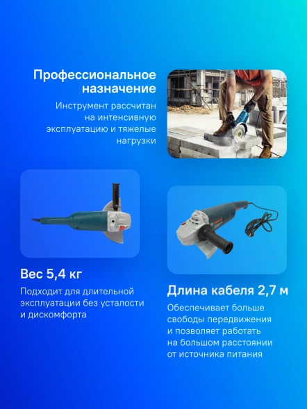Углошлифовальная машина Bosch GWS 2200-230 RSP 2200Вт 6500об/мин рез.шпин.:M14 d=230мм (06018C1320)