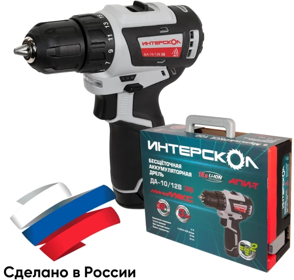 Дрель-шуруповерт Интерскол ДА-10/12В 38 аккум. патрон:быстрозажимной (кейс в комплекте) (757.3.2.46)