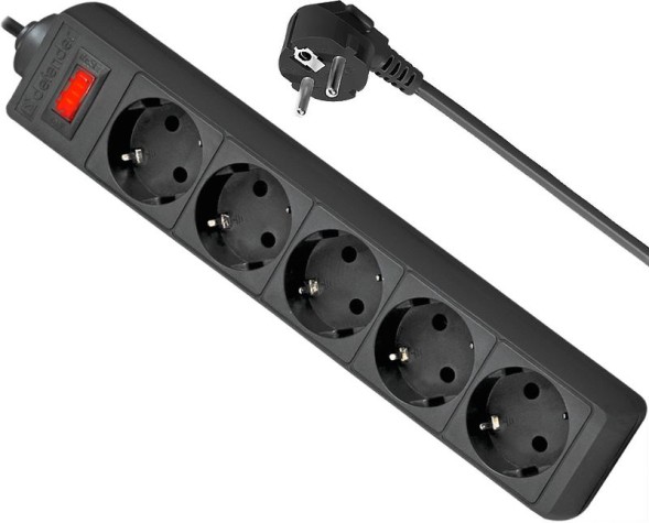 Сетевой фильтр Defender ES 5м (5 розеток) черный (коробка)