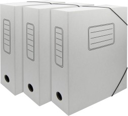 Папка архивная на резинке Silwerhof микрогофрокартон корешок 75мм белый (упак.:3шт)