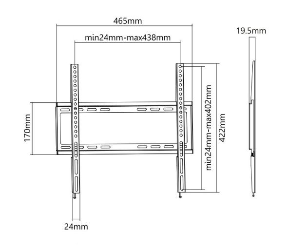 Кронштейн для телевизора Ultramounts UM812F черный 32&amp;quot;-55&amp;quot; макс.35кг настенный фиксированный